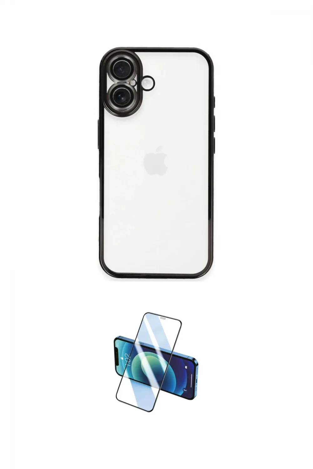 ieg™ iPhone 16 Kılıf Vadi Minimal - Siyah 3D Antistatik Seramik Nano Ekran Koruyucu