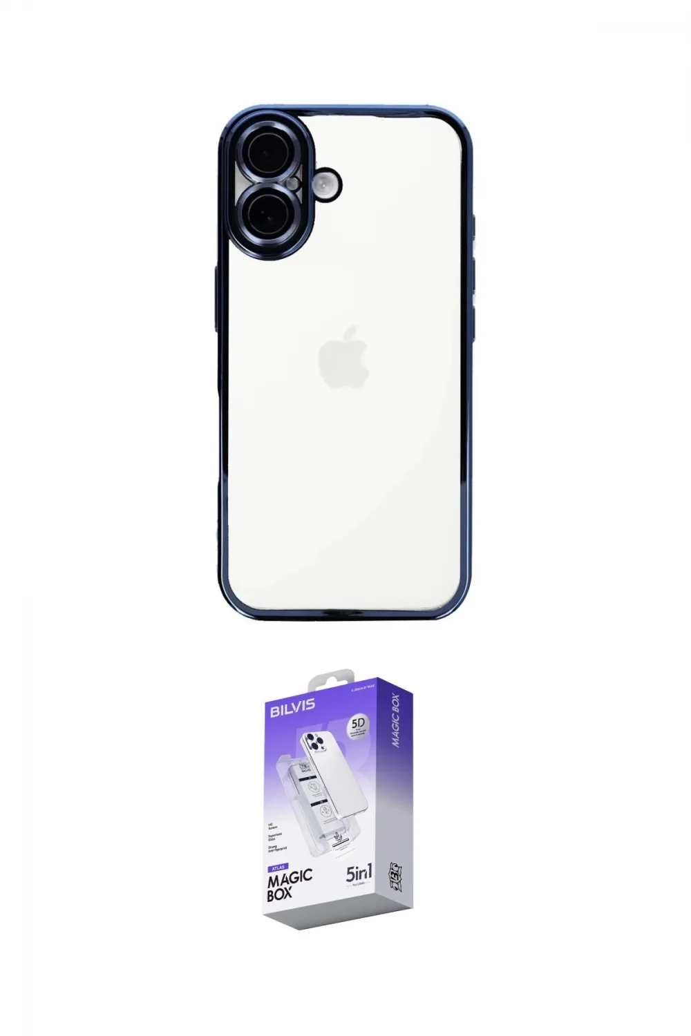 ieg™ iPhone 16 Kılıf Vadi Minimal - Siyah Bilvis 5in1 3D Magic Cam Ekran Koruyucu