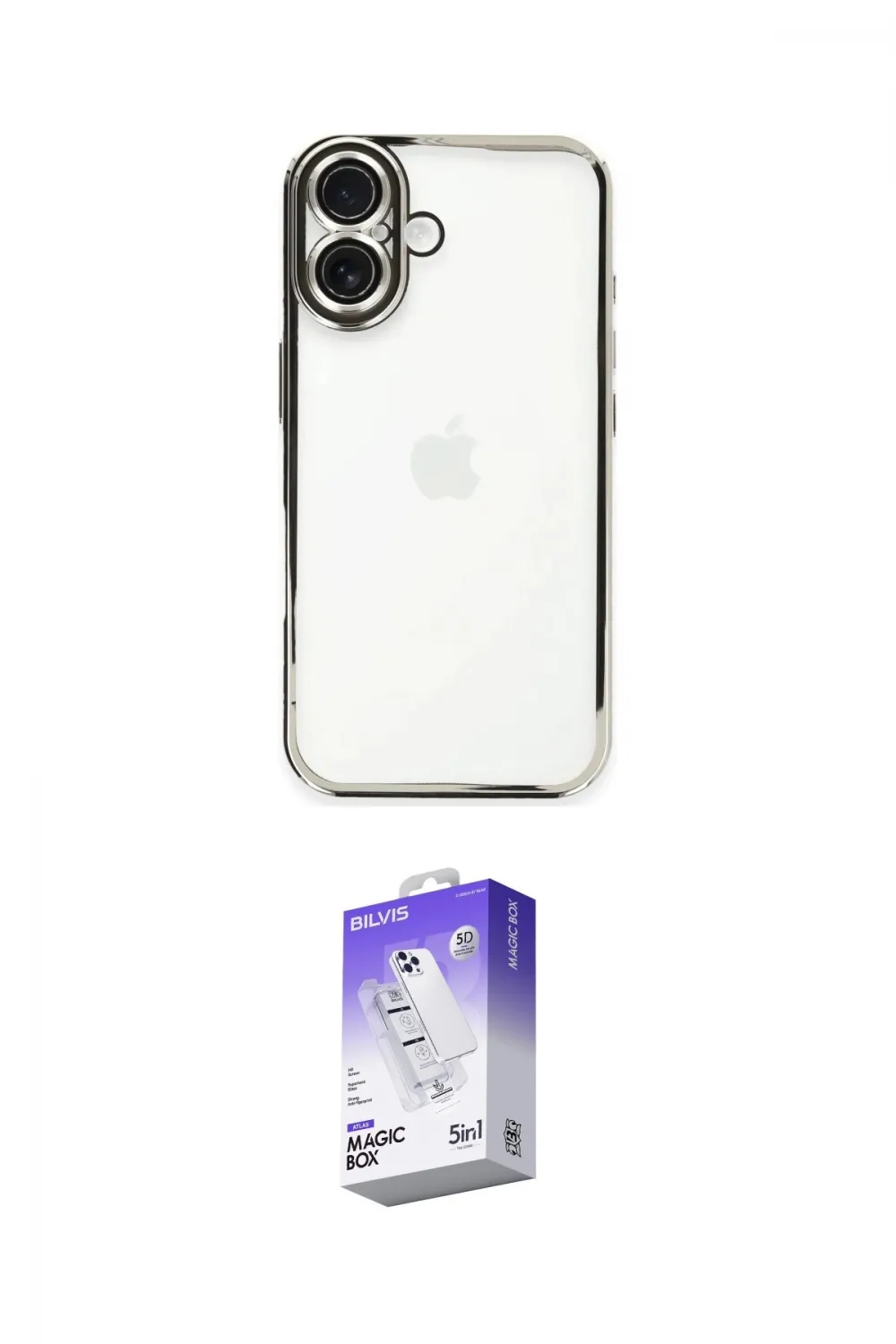 ieg™ iPhone 16 Kılıf Vadi Minimal - Siyah Bilvis 5in1 3D Magic Cam Ekran Koruyucu