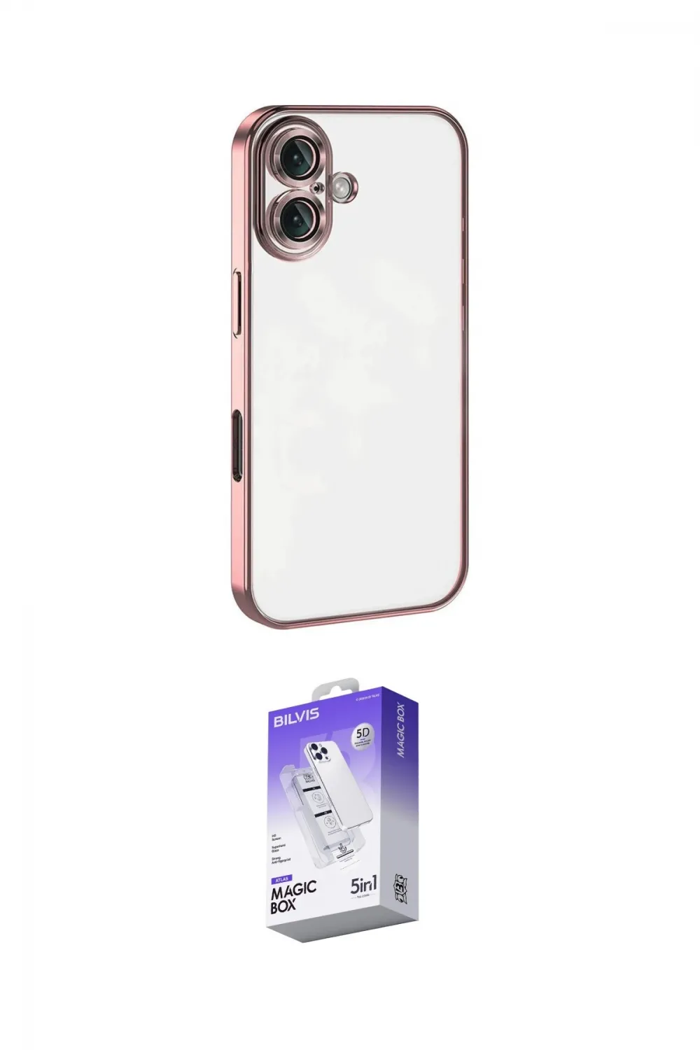 ieg™ iPhone 16 Kılıf Vadi Minimal - Siyah Bilvis 5in1 3D Magic Cam Ekran Koruyucu