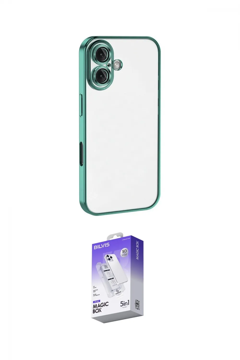 ieg™ iPhone 16 Kılıf Vadi Minimal - Siyah Bilvis 5in1 3D Magic Cam Ekran Koruyucu