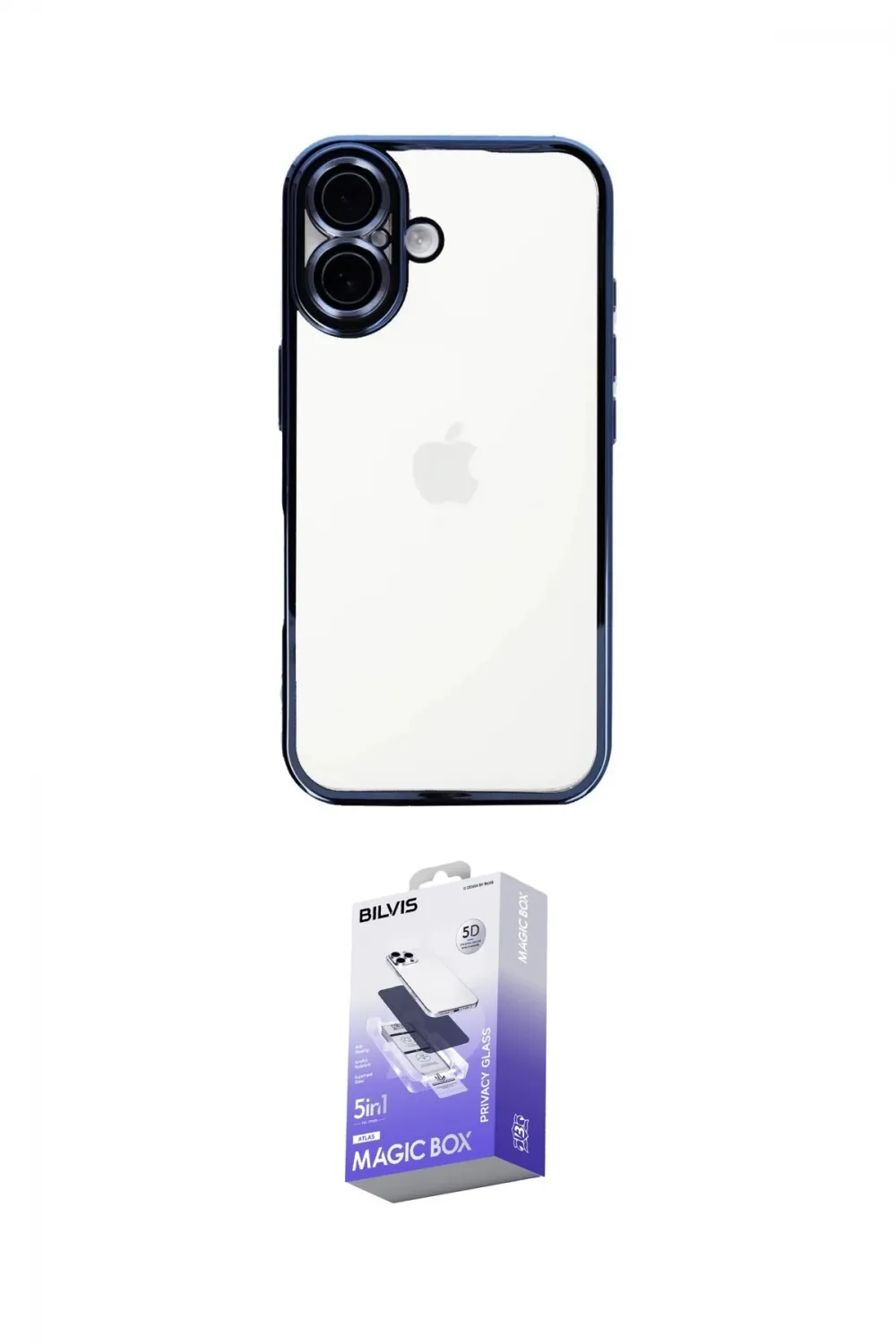 ieg™ iPhone 16 Kılıf Vadi Minimal - Siyah Bilvis 5in1 5D Magic Hayalet Cam Ekran Koruyucu