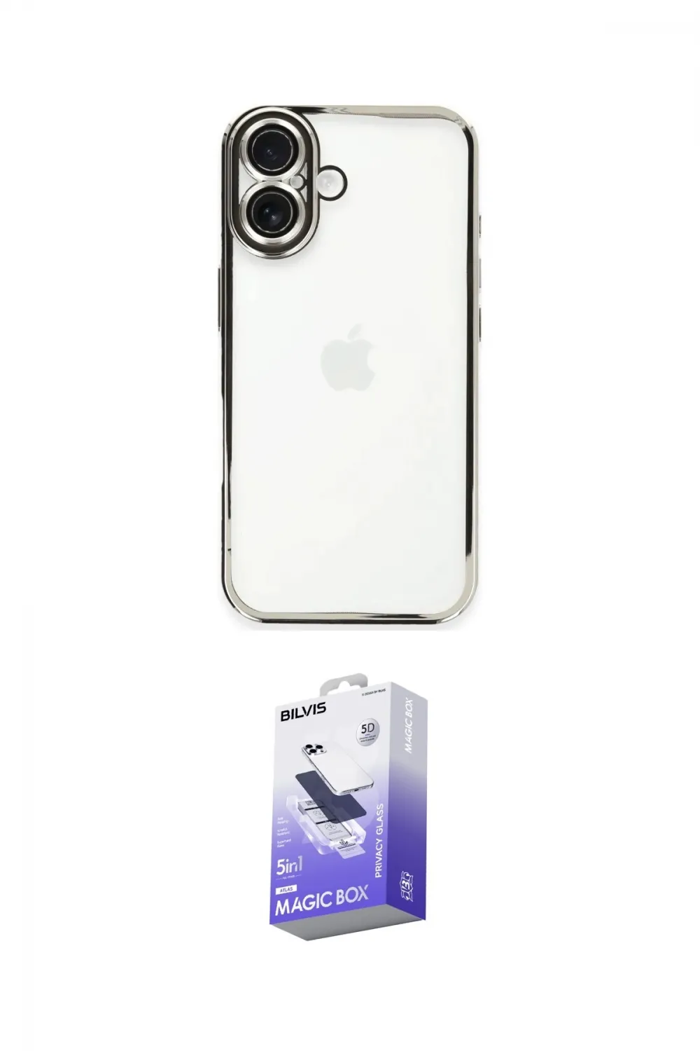 ieg™ iPhone 16 Kılıf Vadi Minimal - Siyah Bilvis 5in1 5D Magic Hayalet Cam Ekran Koruyucu