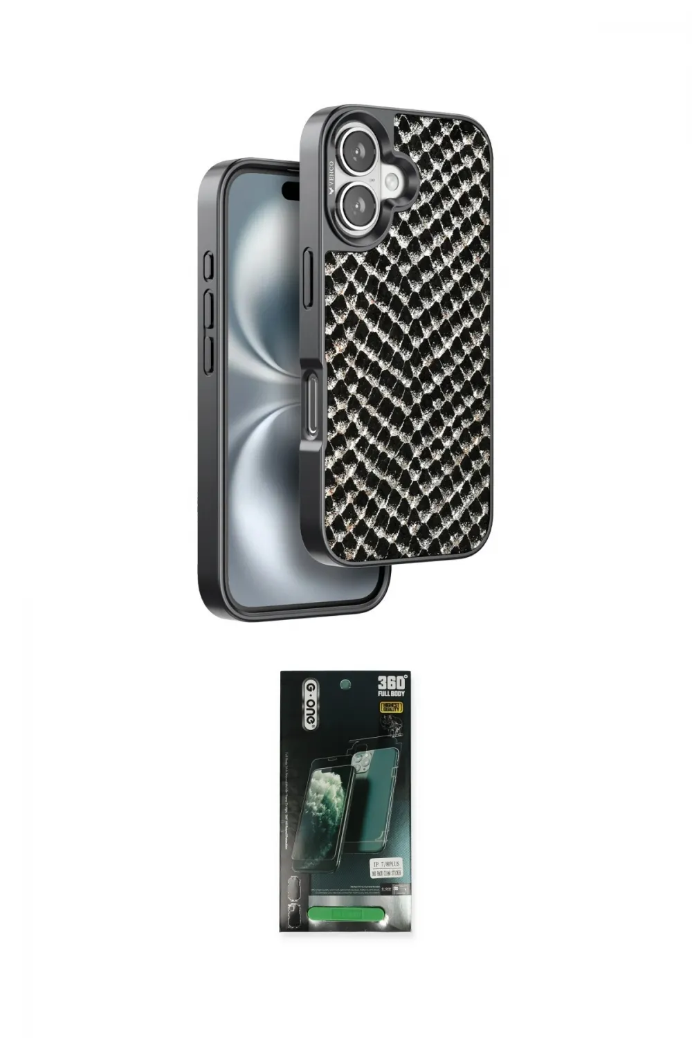 ieg™ iPhone 16 Kılıf Vadi Özel Seri - Siyah 360 Mat Full Body Arka Koruyucu