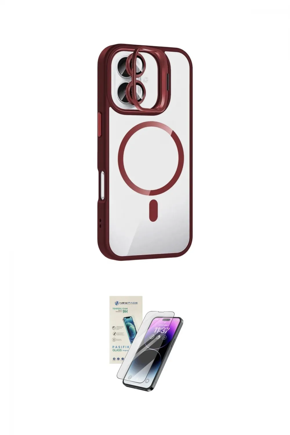 ieg™ iPhone 16 Kılıf Yadigar Asil Koleksiyonu - Şeffaf Pasifik Cam Ekran Koruyucu