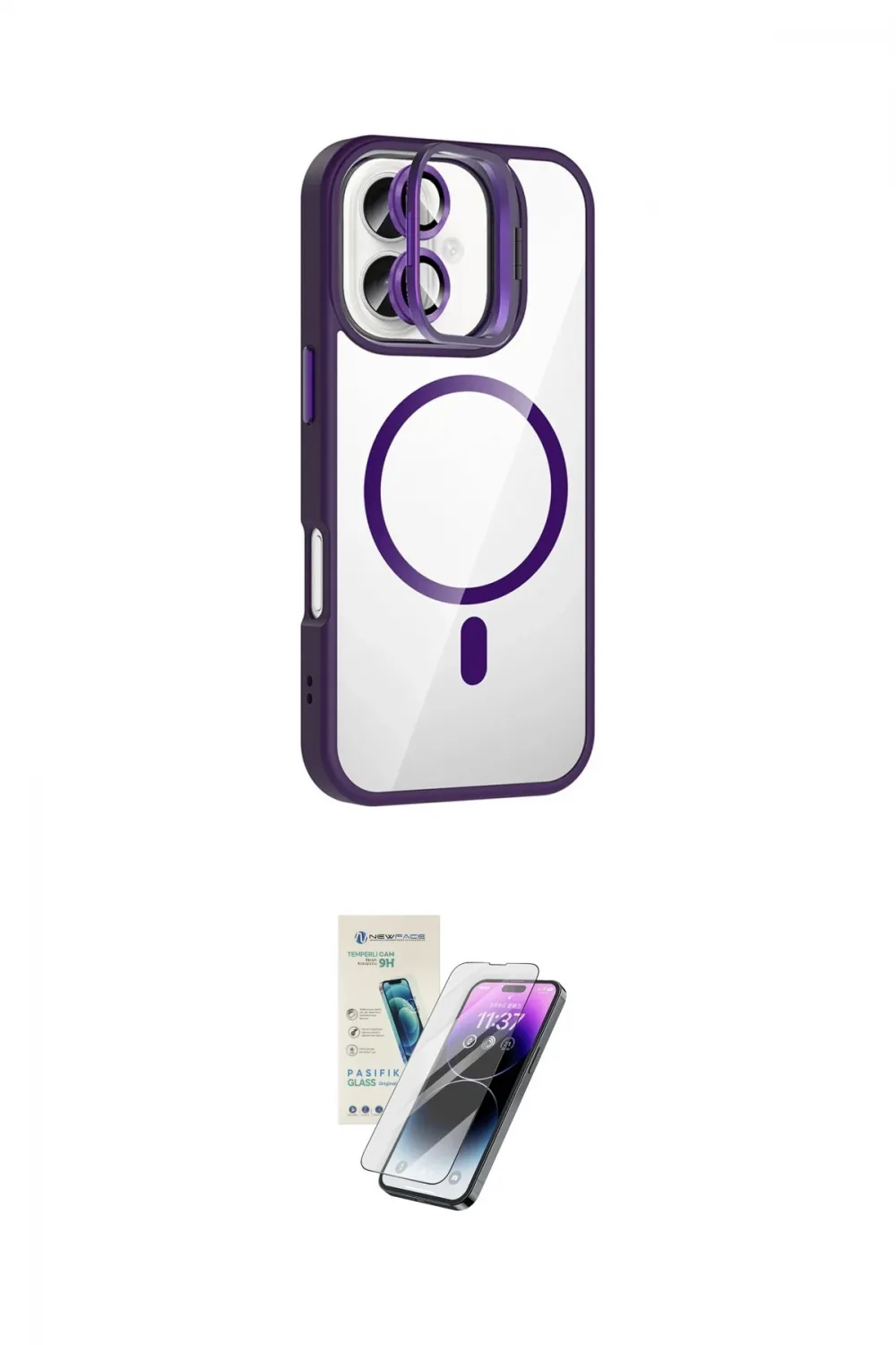 ieg™ iPhone 16 Kılıf Yadigar Asil Koleksiyonu - Şeffaf Pasifik Cam Ekran Koruyucu