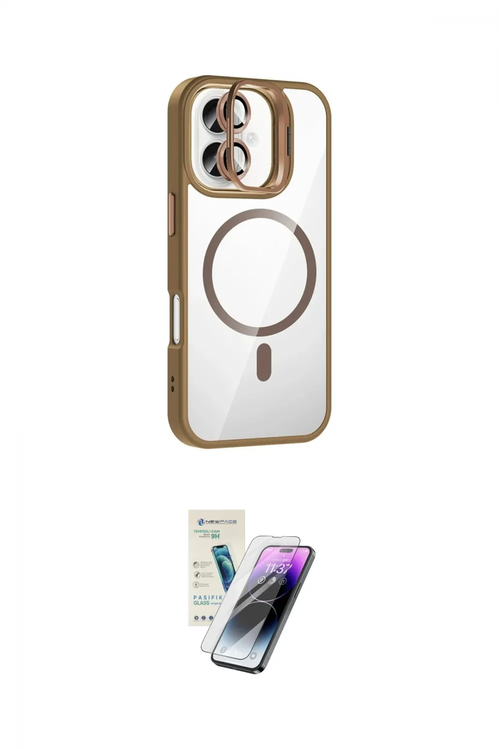 ieg™ iPhone 16 Kılıf Yadigar Asil Koleksiyonu - Şeffaf Pasifik Cam Ekran Koruyucu