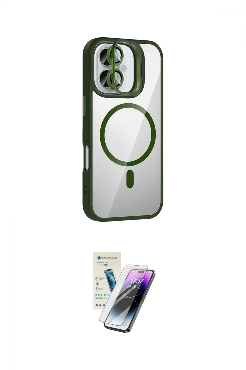 ieg™ iPhone 16 Kılıf Yadigar Asil Koleksiyonu - Şeffaf Pasifik Cam Ekran Koruyucu