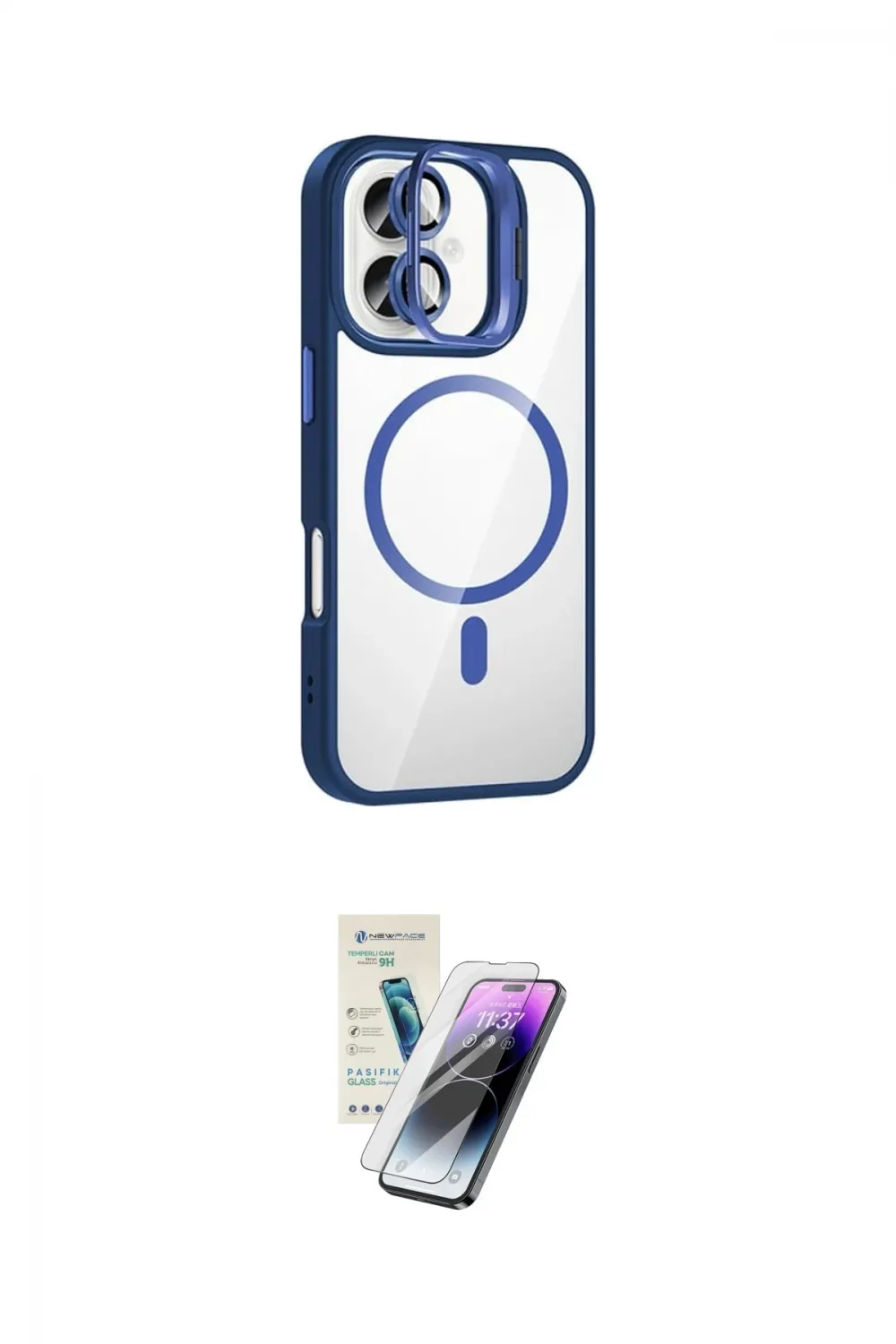 ieg™ iPhone 16 Kılıf Yadigar Asil Koleksiyonu - Şeffaf Pasifik Cam Ekran Koruyucu