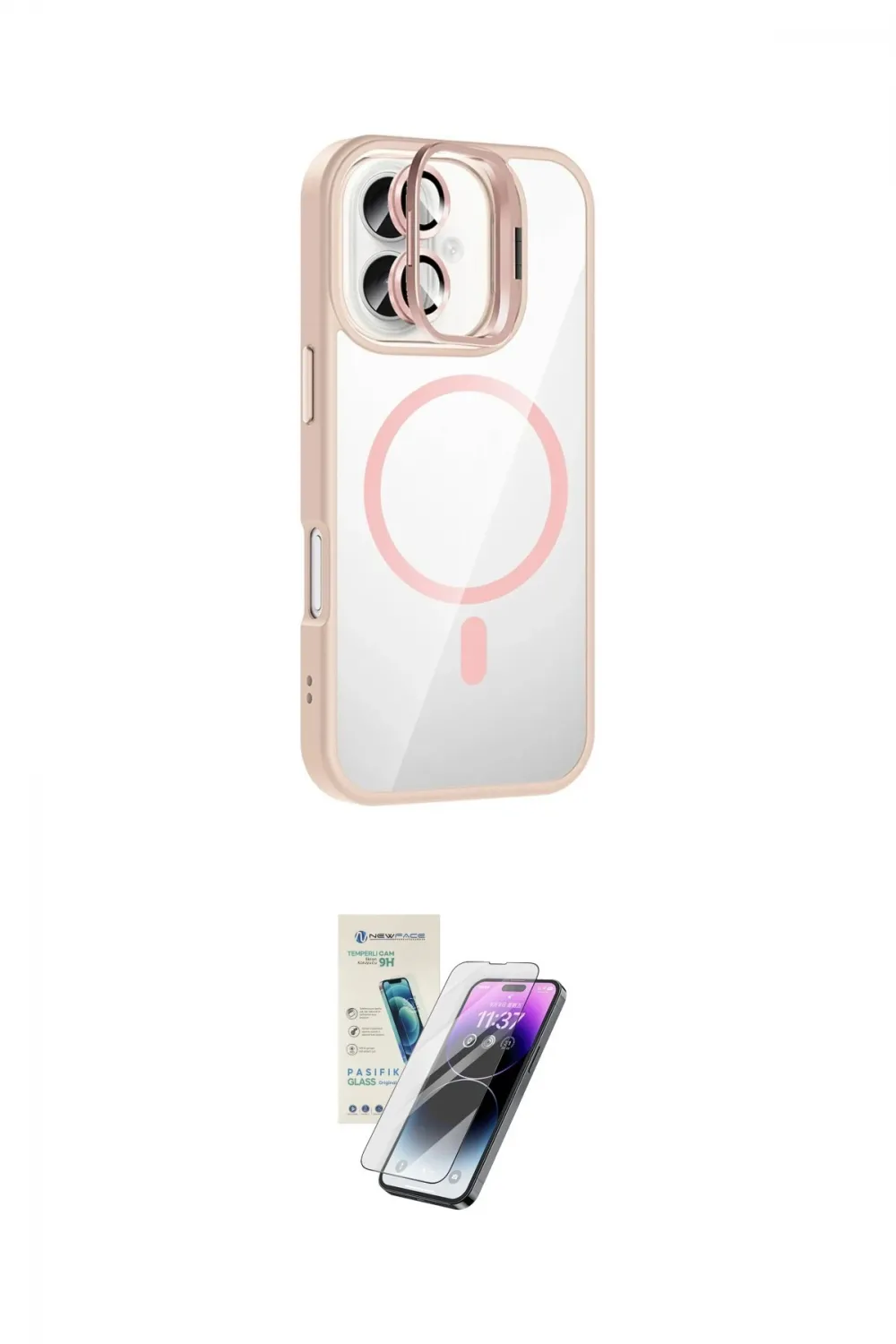 ieg™ iPhone 16 Kılıf Yadigar Asil Koleksiyonu - Şeffaf Pasifik Cam Ekran Koruyucu