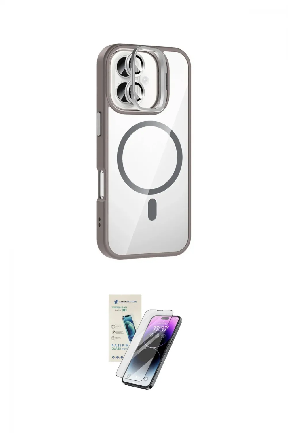 ieg™ iPhone 16 Kılıf Yadigar Asil Koleksiyonu - Şeffaf Pasifik Cam Ekran Koruyucu