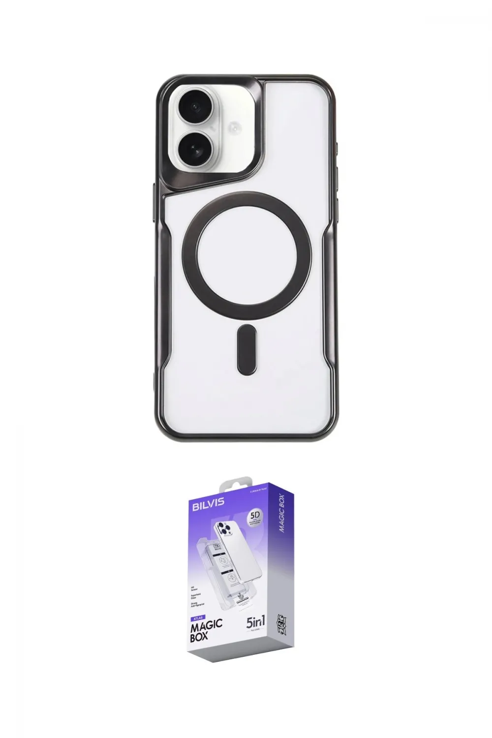 ieg™ iPhone 16 Kılıf Yadigar Klasik Özel Seri - Siyah Bilvis 5in1 3D Magic Cam Ekran Koruyucu