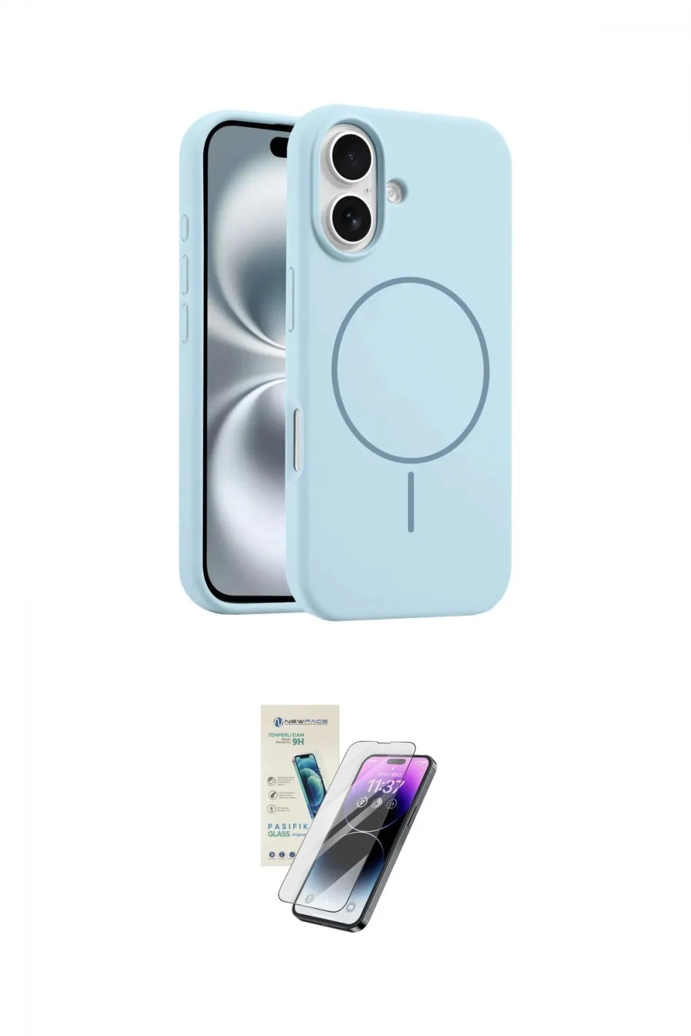 ieg™ iPhone 16 Kılıf Yankı Form Serisi - Şeffaf Pasifik Cam Ekran Koruyucu