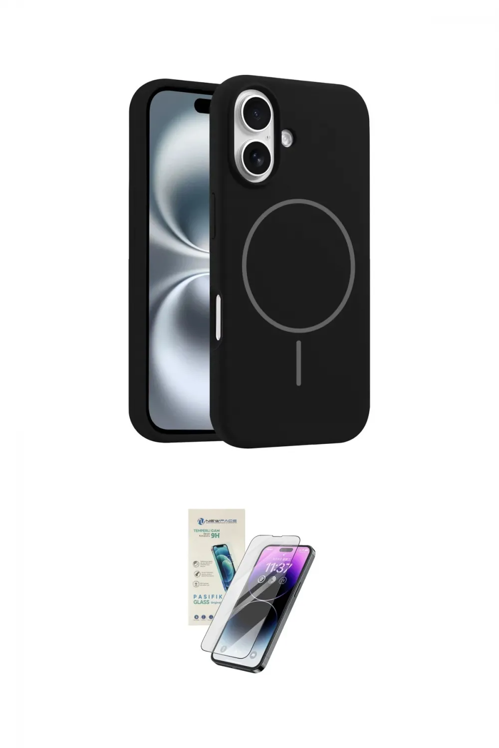 ieg™ iPhone 16 Kılıf Yankı Form Serisi - Şeffaf Pasifik Cam Ekran Koruyucu