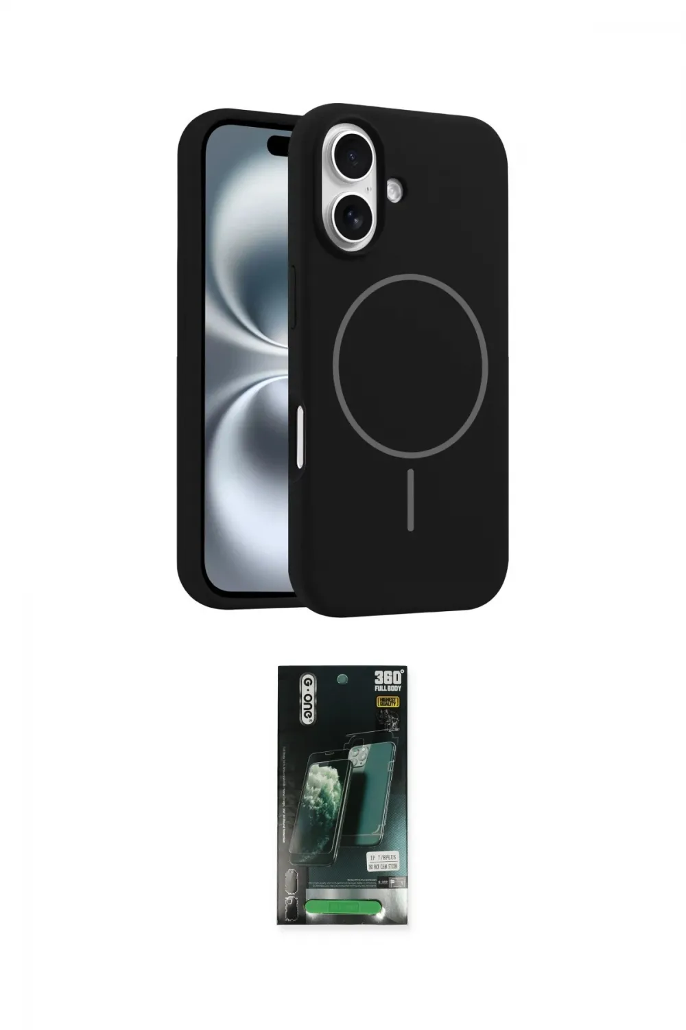 ieg™ iPhone 16 Kılıf Yankı Form Serisi - Siyah 360 Mat Full Body Arka Koruyucu