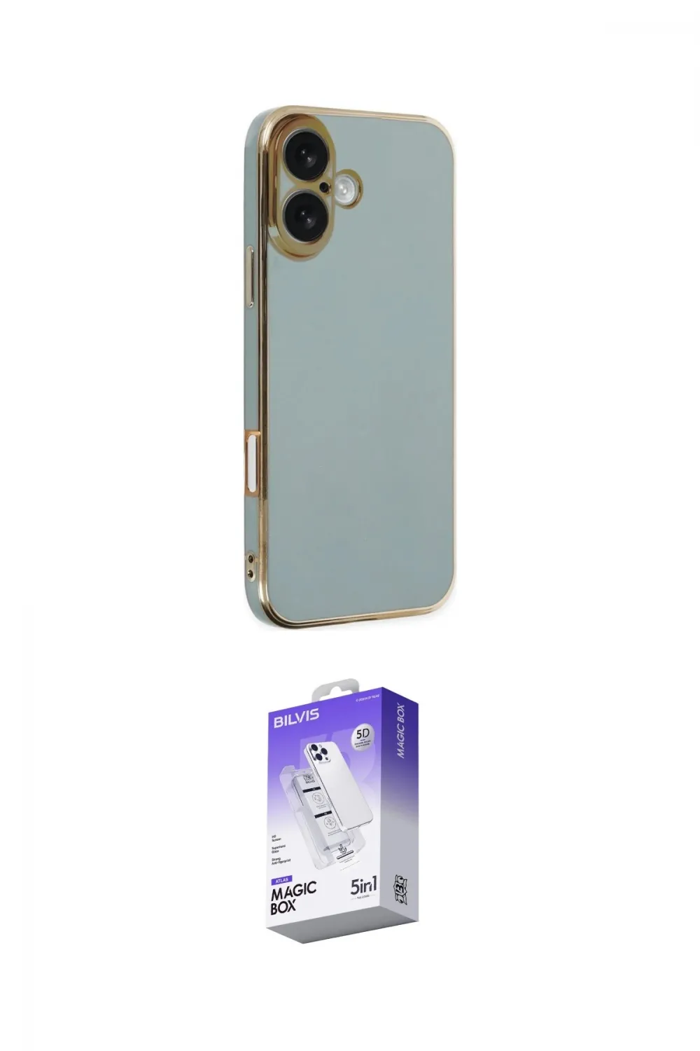 ieg™ iPhone 16 Kılıf Yankı Serisi - Siyah Bilvis 5in1 3D Magic Cam Ekran Koruyucu