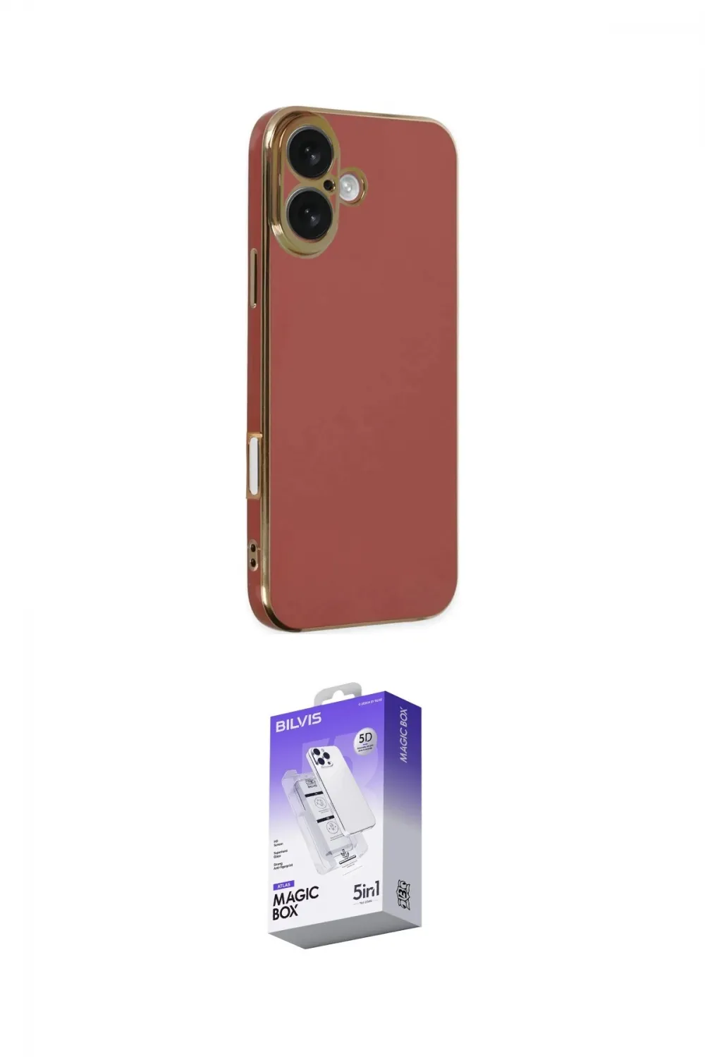 ieg™ iPhone 16 Kılıf Yankı Serisi - Siyah Bilvis 5in1 3D Magic Cam Ekran Koruyucu