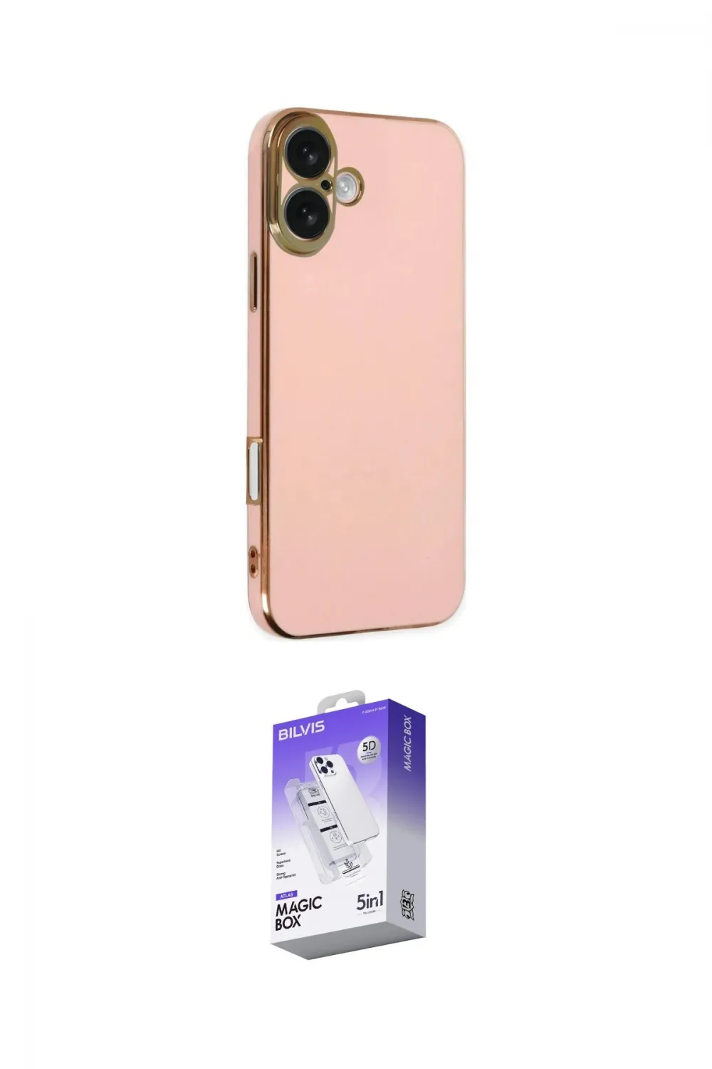ieg™ iPhone 16 Kılıf Yankı Serisi - Siyah Bilvis 5in1 3D Magic Cam Ekran Koruyucu