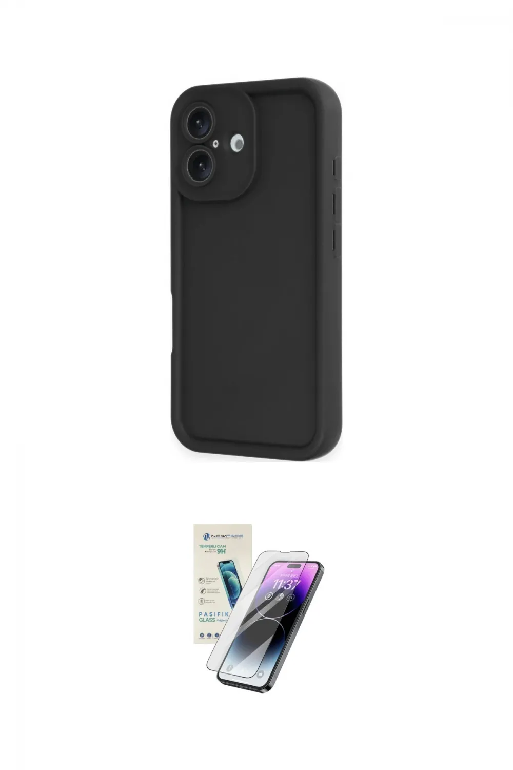 ieg™ iPhone 16 Kılıf Yankı Yansıma Özel Seri - Şeffaf Pasifik Cam Ekran Koruyucu