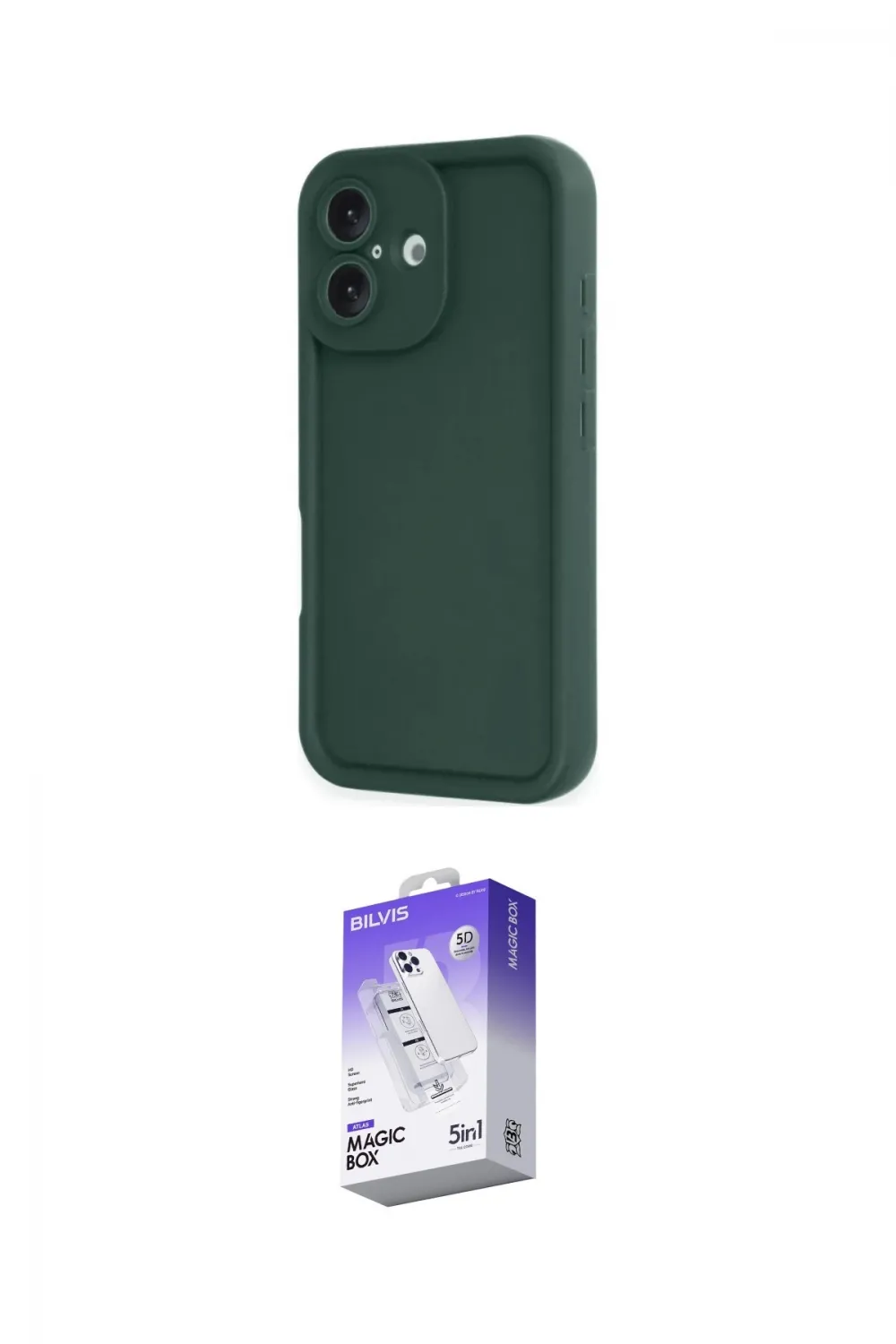 ieg™ iPhone 16 Kılıf Yankı Yansıma Özel Seri - Siyah Bilvis 5in1 3D Magic Cam Ekran Koruyucu
