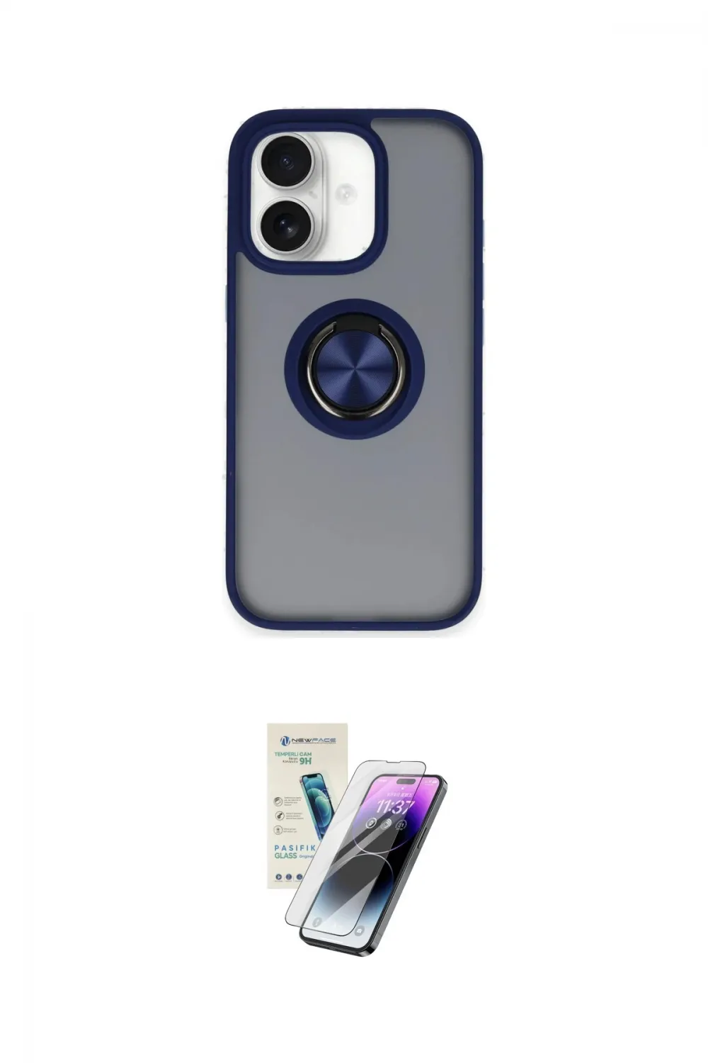 ieg™ iPhone 16 Kılıf Yörünge Çizgi - Şeffaf Pasifik Cam Ekran Koruyucu
