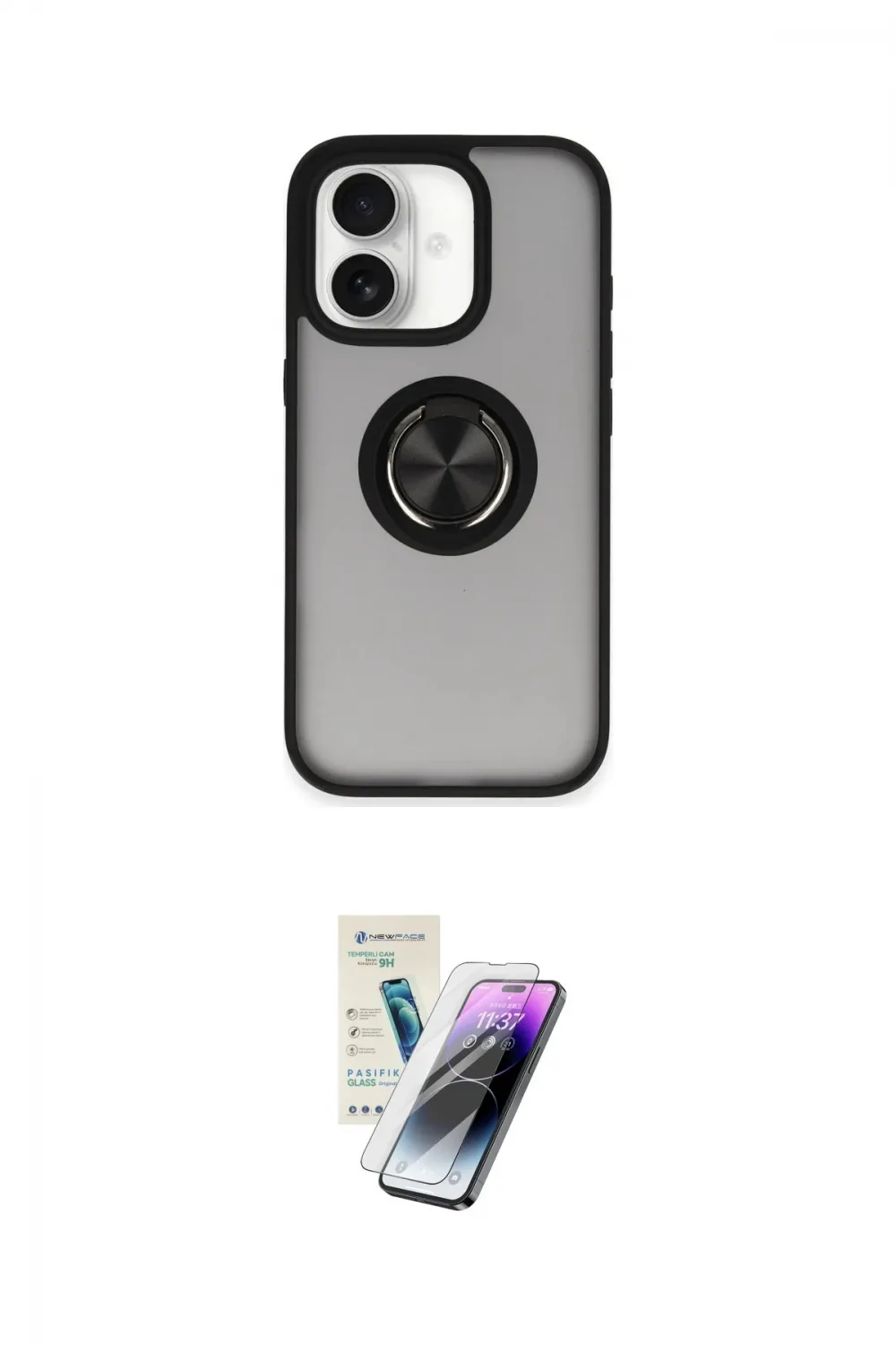 ieg™ iPhone 16 Kılıf Yörünge Çizgi - Şeffaf Pasifik Cam Ekran Koruyucu