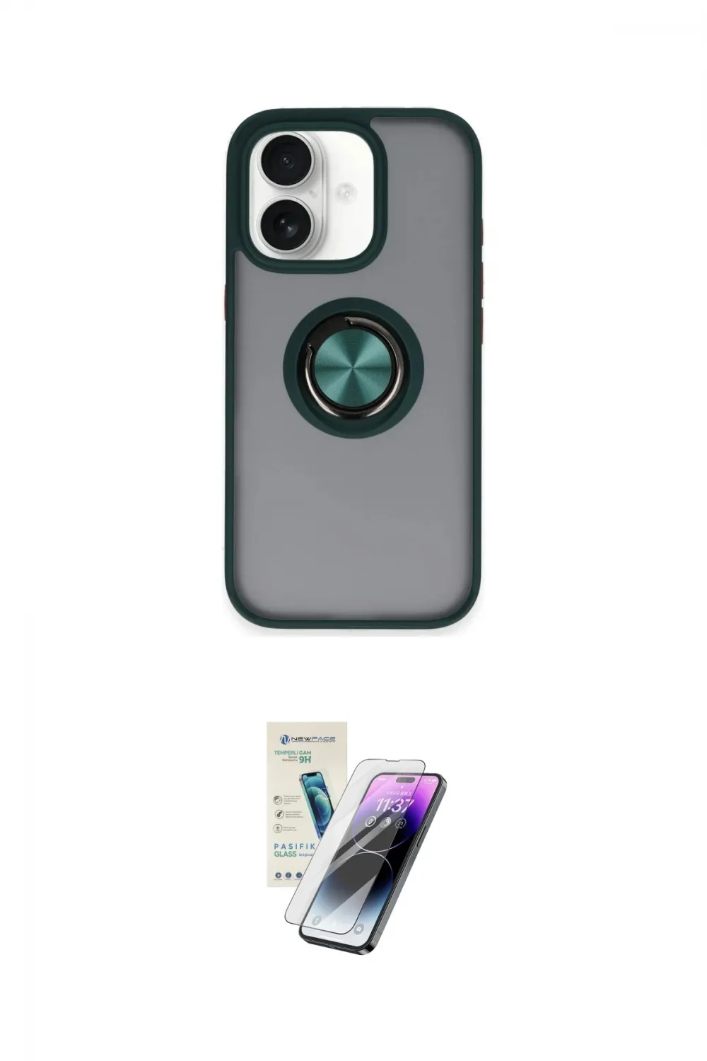 ieg™ iPhone 16 Kılıf Yörünge Çizgi - Şeffaf Pasifik Cam Ekran Koruyucu