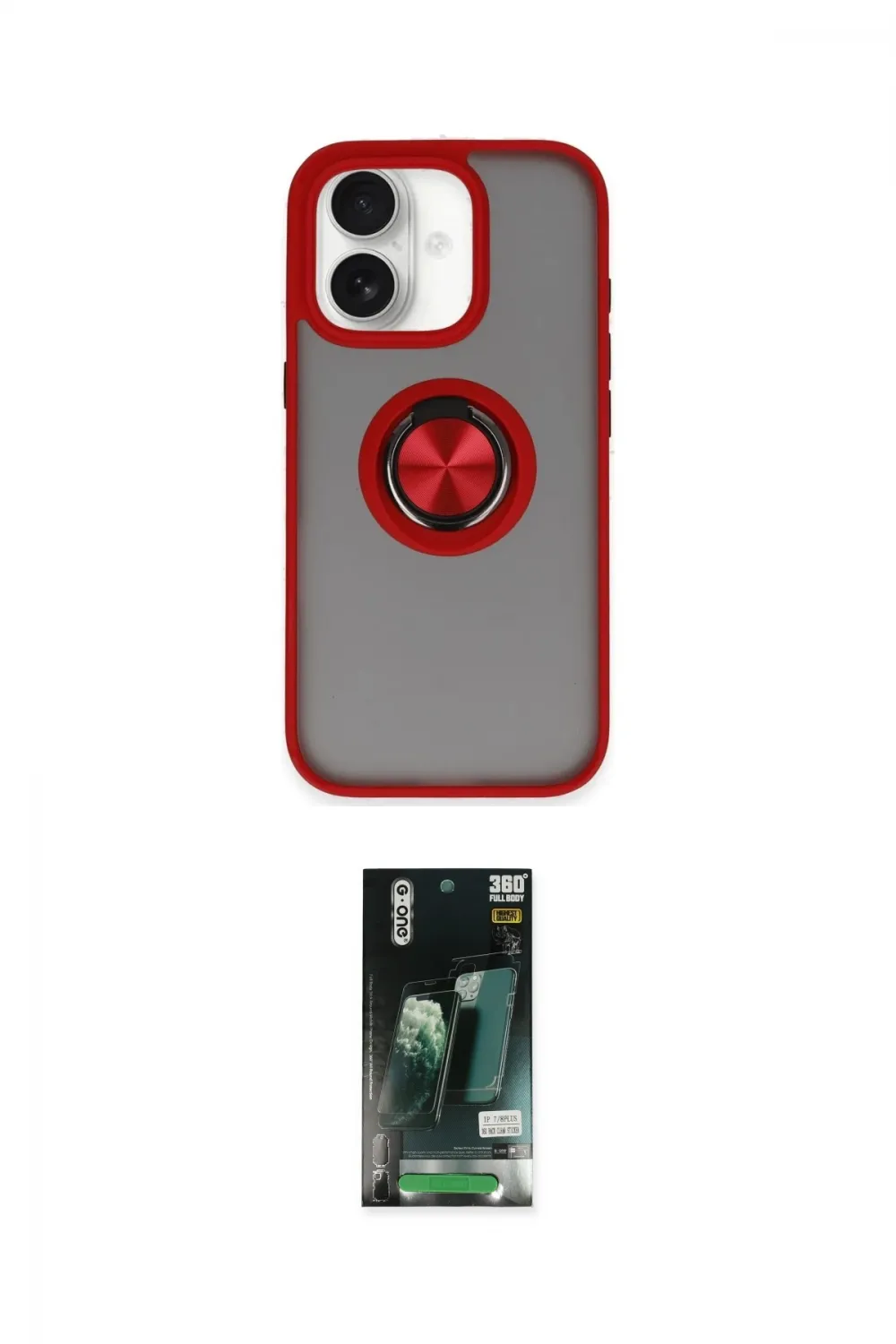 ieg™ iPhone 16 Kılıf Yörünge Çizgi - Siyah 360 Mat Full Body Arka Koruyucu