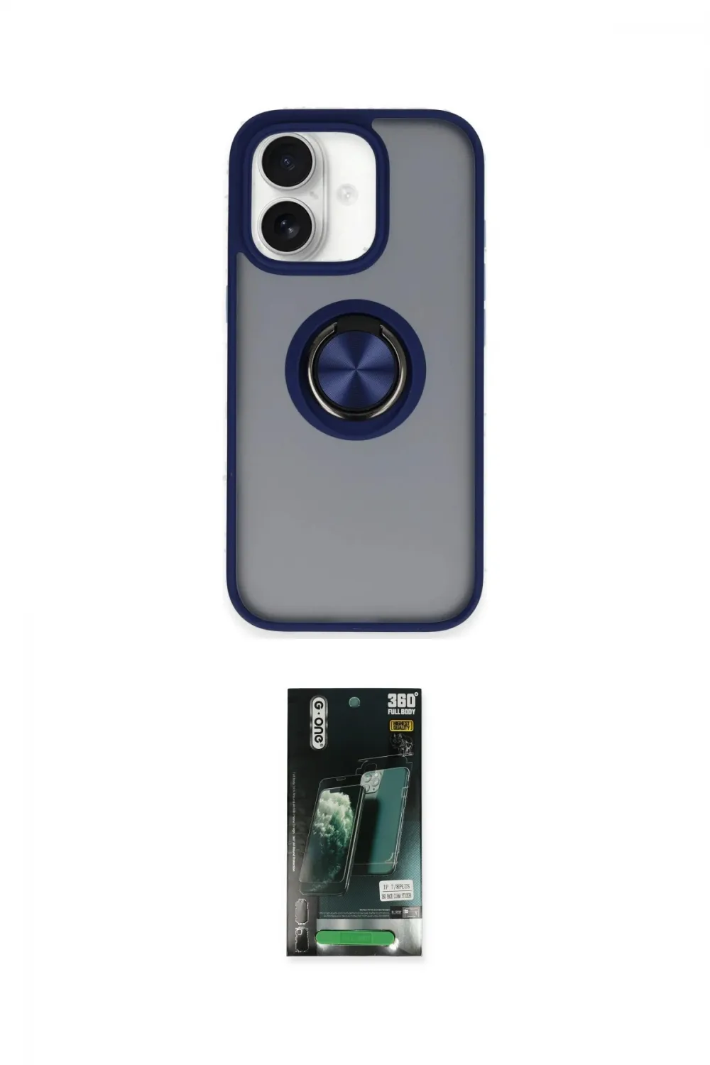 ieg™ iPhone 16 Kılıf Yörünge Çizgi - Siyah 360 Mat Full Body Arka Koruyucu