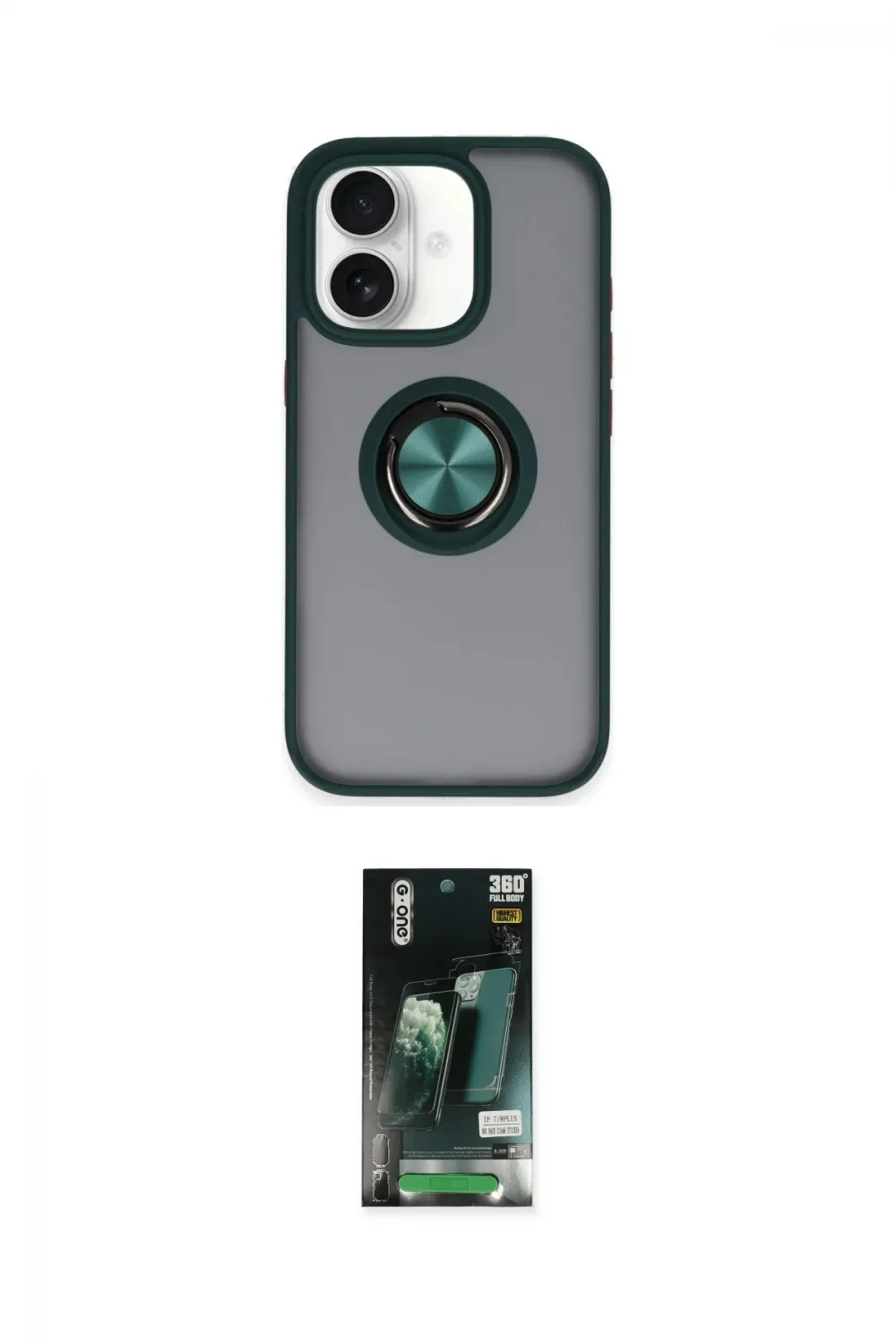 ieg™ iPhone 16 Kılıf Yörünge Çizgi - Siyah 360 Mat Full Body Arka Koruyucu
