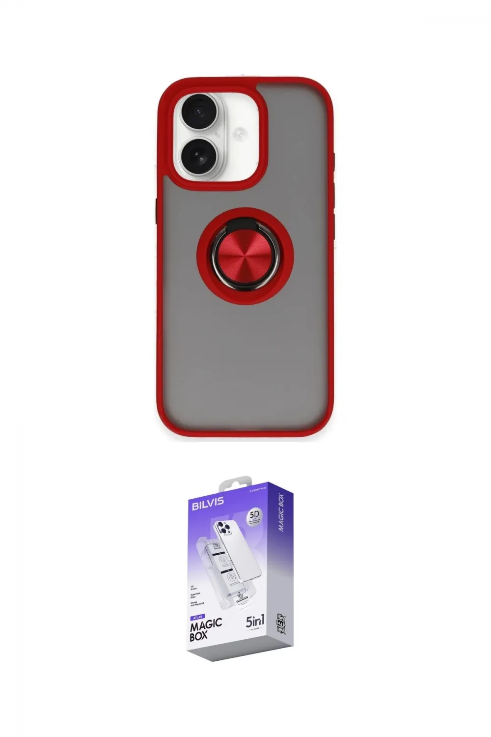 ieg™ iPhone 16 Kılıf Yörünge Çizgi - Siyah Bilvis 5in1 3D Magic Cam Ekran Koruyucu