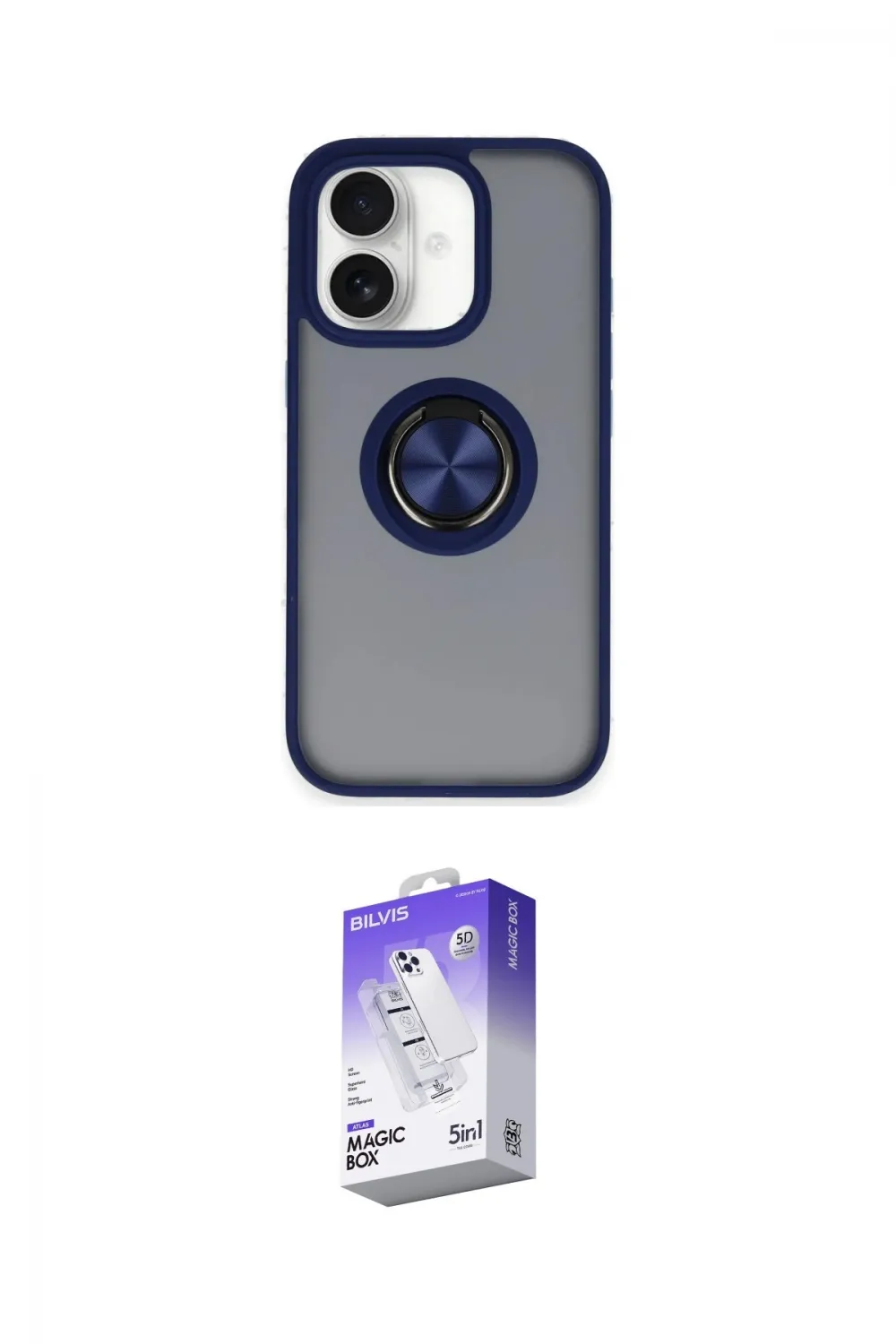 ieg™ iPhone 16 Kılıf Yörünge Çizgi - Siyah Bilvis 5in1 3D Magic Cam Ekran Koruyucu