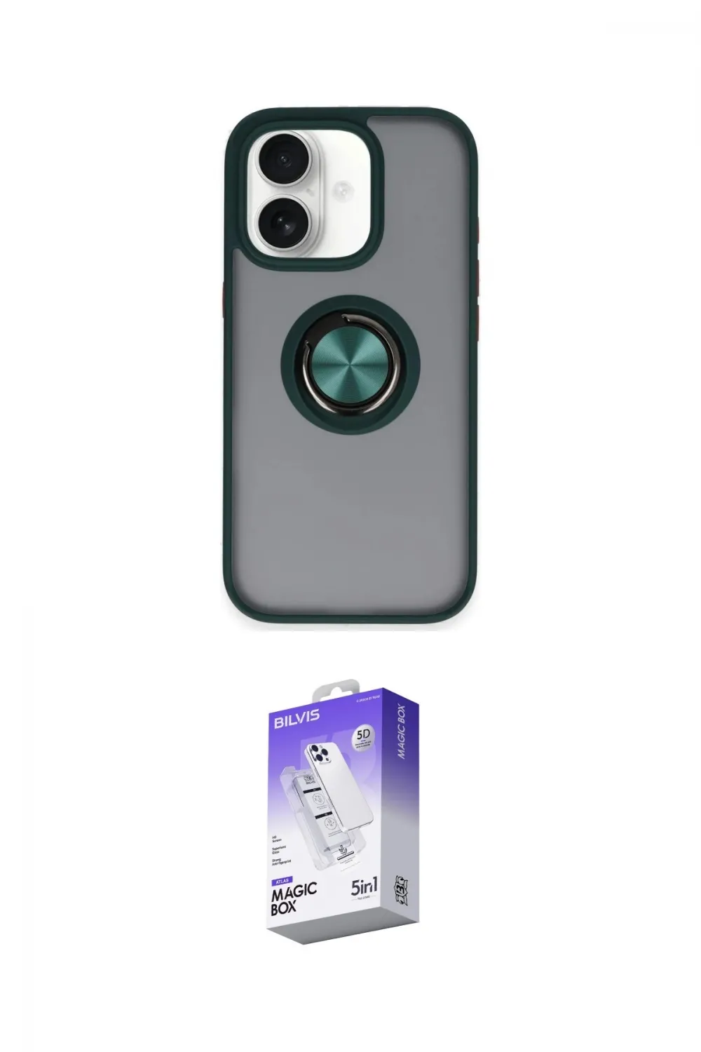 ieg™ iPhone 16 Kılıf Yörünge Çizgi - Siyah Bilvis 5in1 3D Magic Cam Ekran Koruyucu
