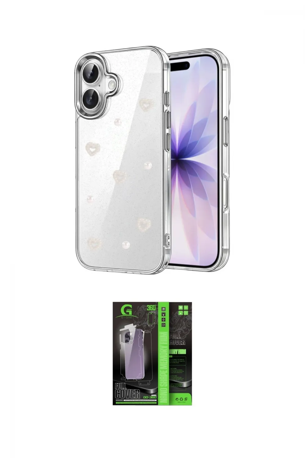 ieg™ iPhone 16 Kılıf Yörünge Form - Şeffaf 360 Full Body Arka Koruyucu