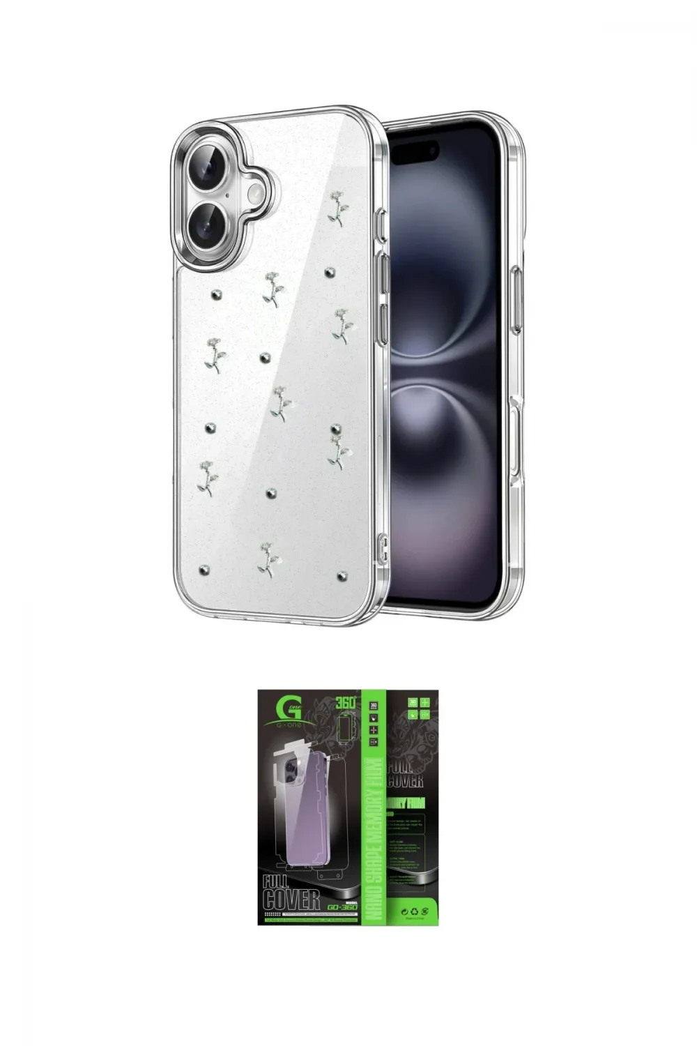 ieg™ iPhone 16 Kılıf Yörünge Form - Şeffaf 360 Full Body Arka Koruyucu