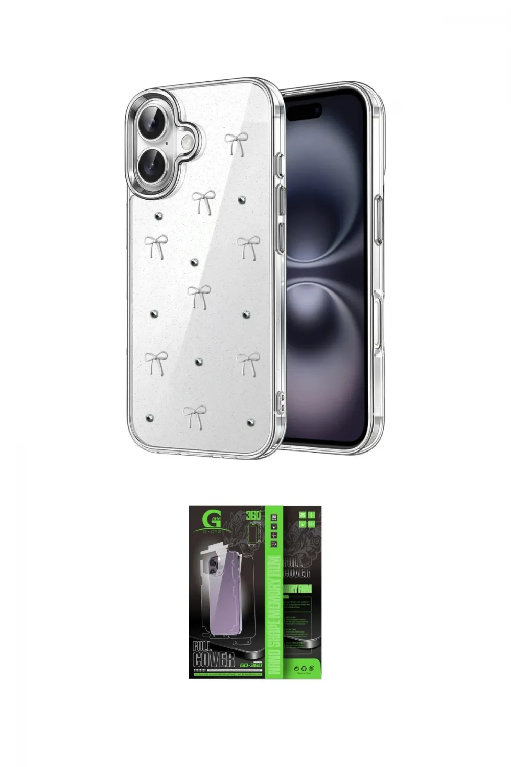 ieg™ iPhone 16 Kılıf Yörünge Form - Şeffaf 360 Full Body Arka Koruyucu