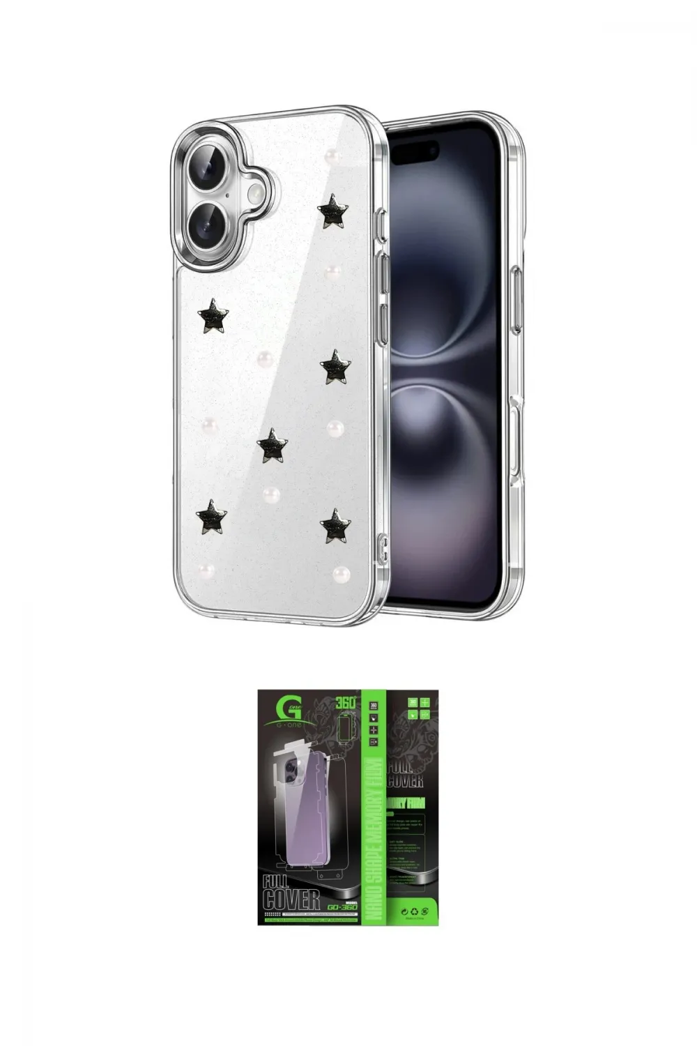 ieg™ iPhone 16 Kılıf Yörünge Form - Şeffaf 360 Full Body Arka Koruyucu