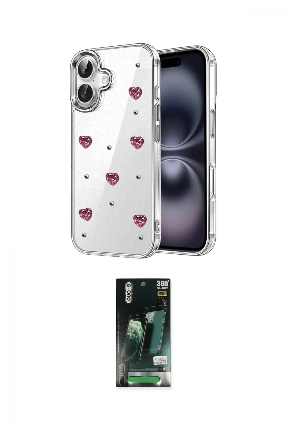 ieg™ iPhone 16 Kılıf Yörünge Form - Siyah 360 Mat Full Body Arka Koruyucu