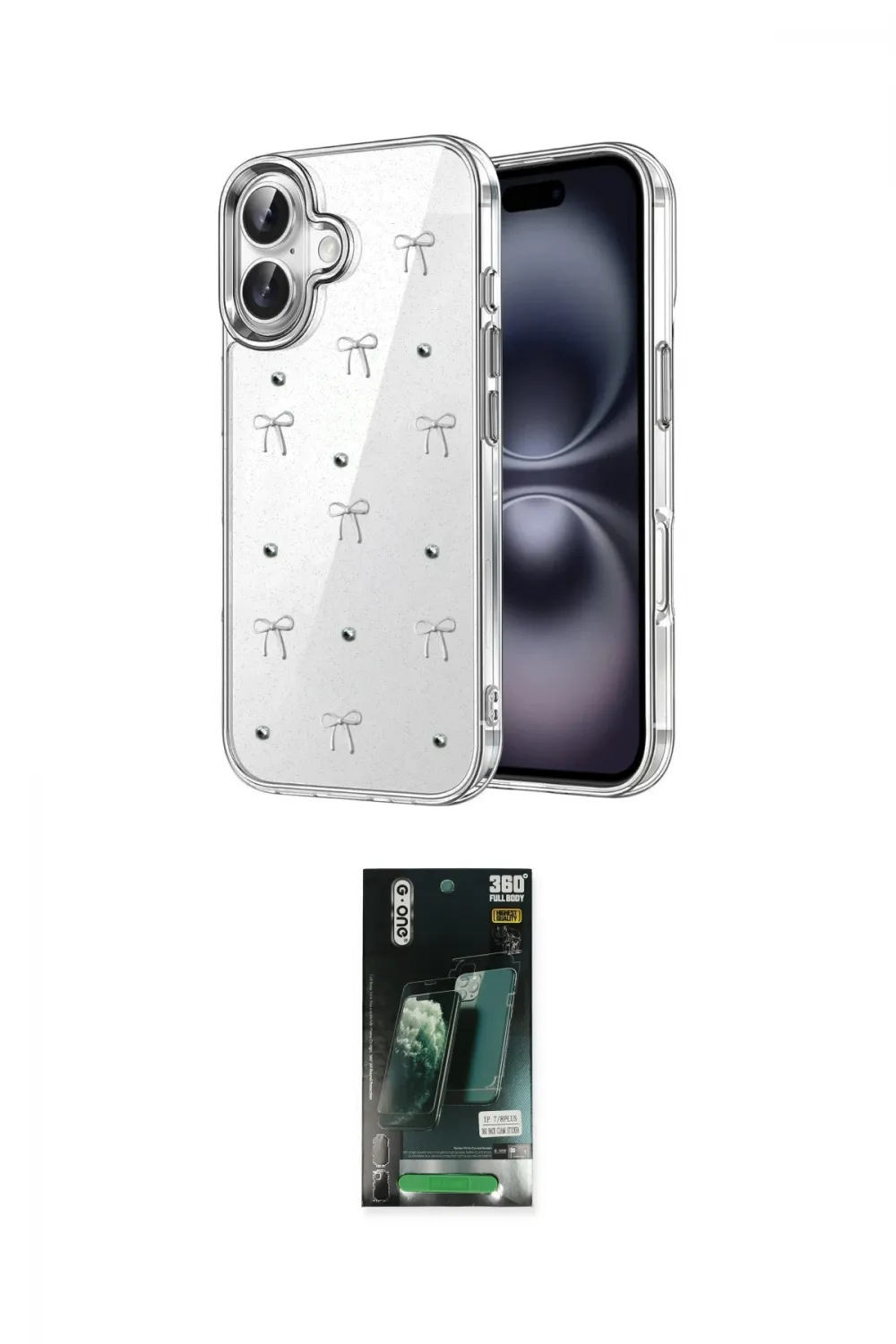 ieg™ iPhone 16 Kılıf Yörünge Form - Siyah 360 Mat Full Body Arka Koruyucu