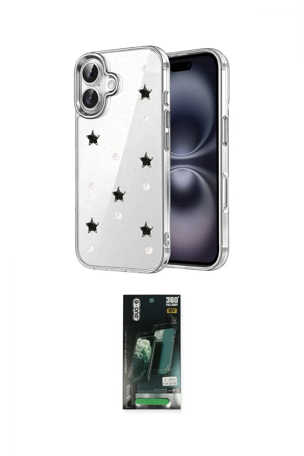 ieg™ iPhone 16 Kılıf Yörünge Form - Siyah 360 Mat Full Body Arka Koruyucu