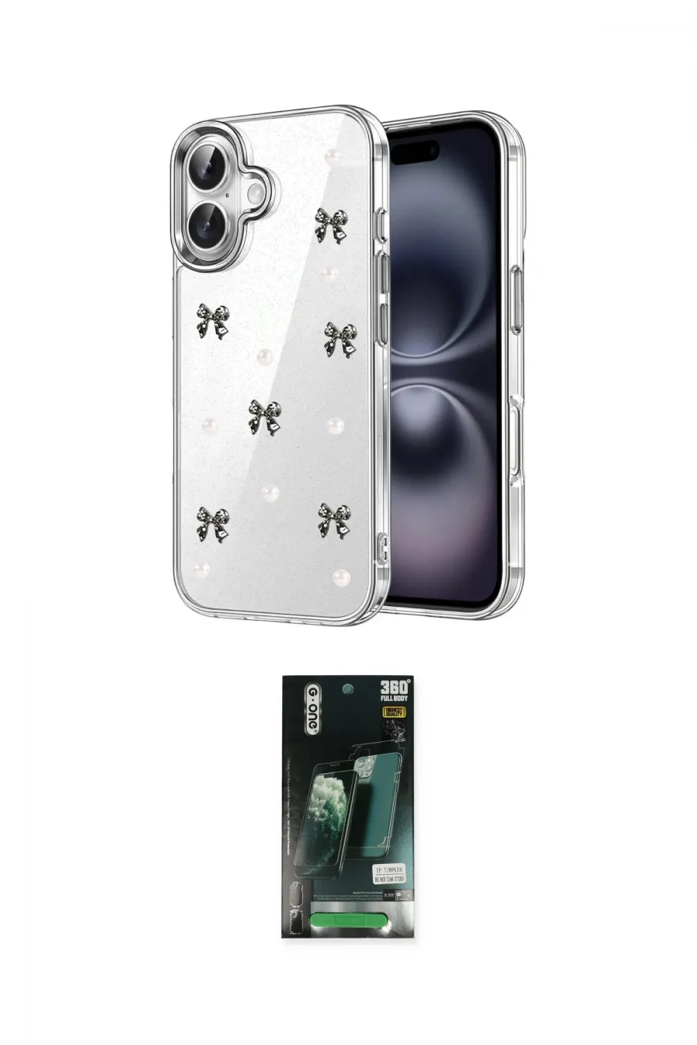 ieg™ iPhone 16 Kılıf Yörünge Form - Siyah 360 Mat Full Body Arka Koruyucu