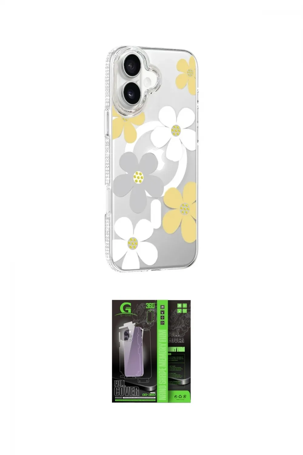 ieg™ iPhone 16 Kılıf Yörünge Işık Prime - Şeffaf 360 Full Body Arka Koruyucu