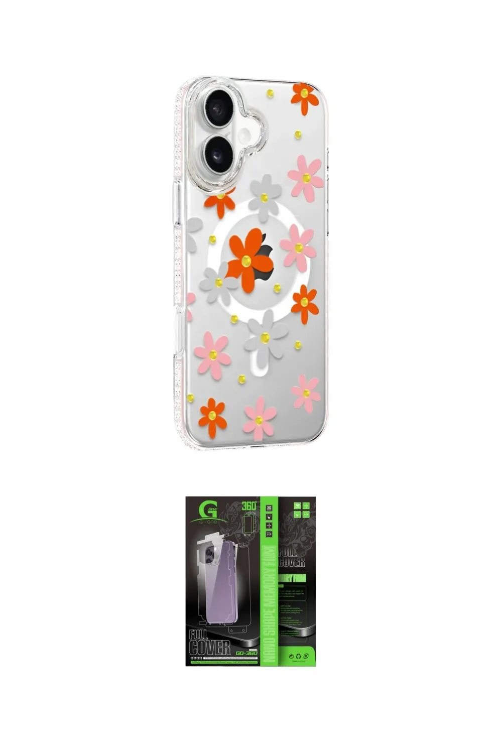 ieg™ iPhone 16 Kılıf Yörünge Işık Prime - Şeffaf 360 Full Body Arka Koruyucu
