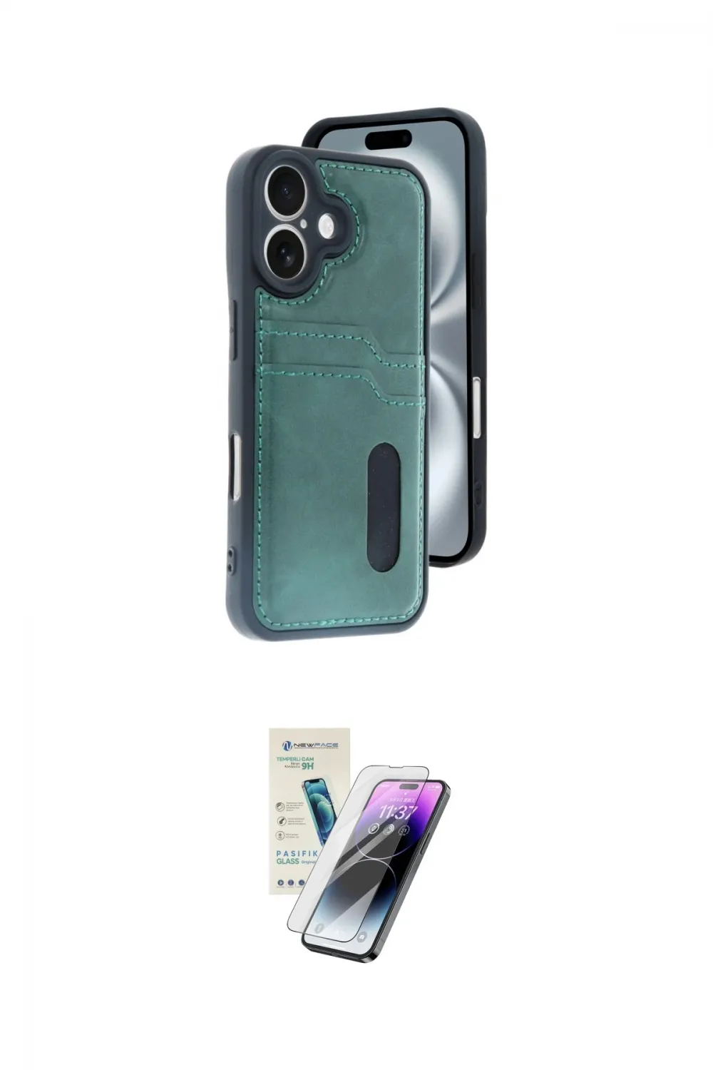 ieg™ iPhone 16 Kılıf Yörünge Işık Serisi - Şeffaf Pasifik Cam Ekran Koruyucu