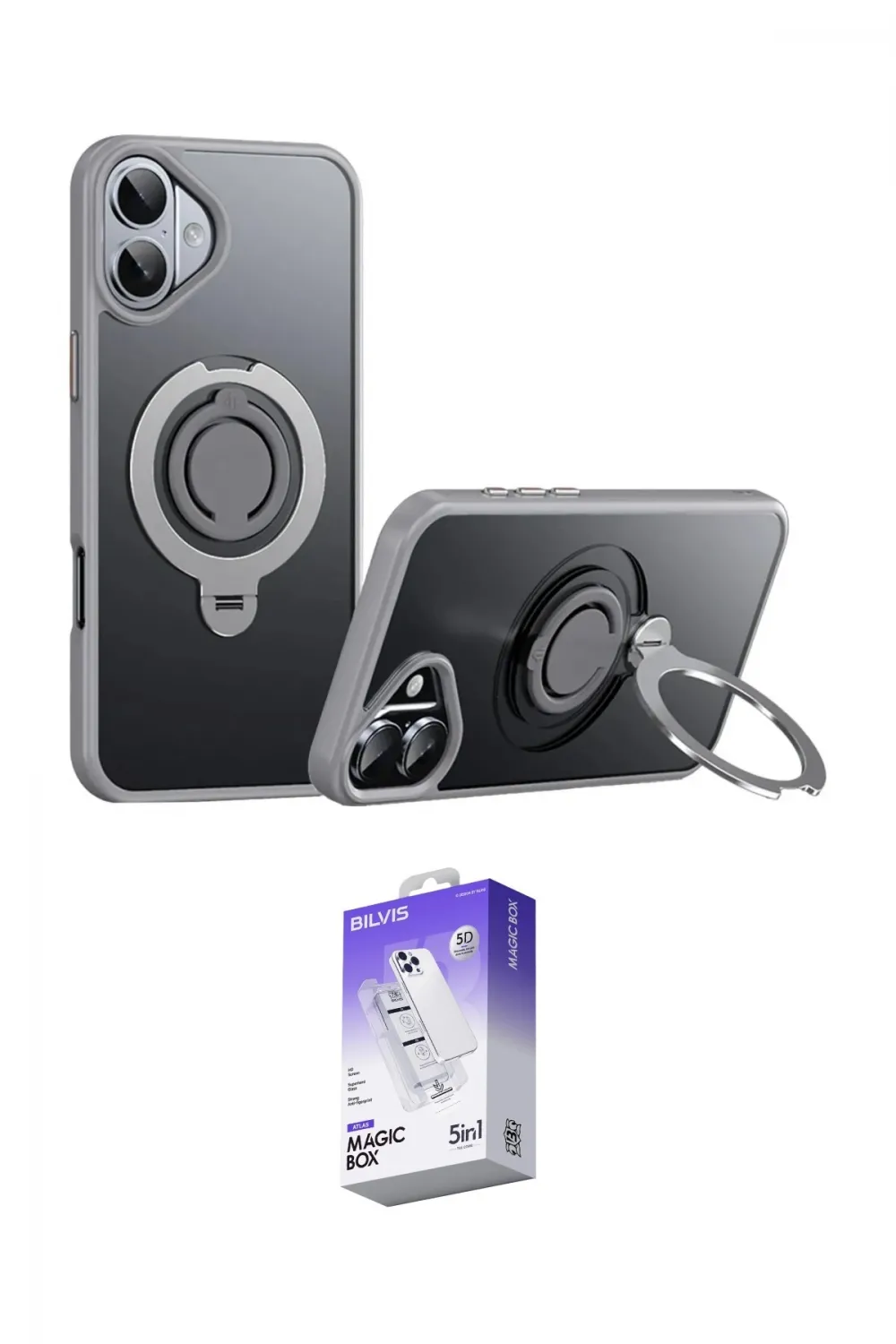 ieg™ iPhone 16 Kılıf Zirve Çizgi Prime - Siyah Bilvis 5in1 3D Magic Cam Ekran Koruyucu