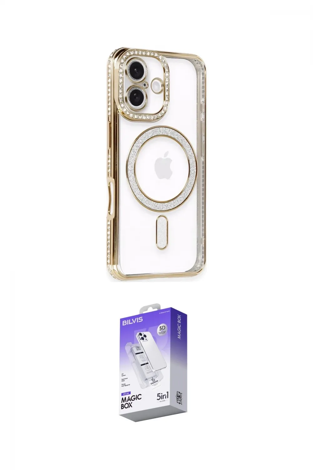 ieg™ iPhone 16 Kılıf Zirve Doku Prime - Siyah Bilvis 5in1 3D Magic Cam Ekran Koruyucu