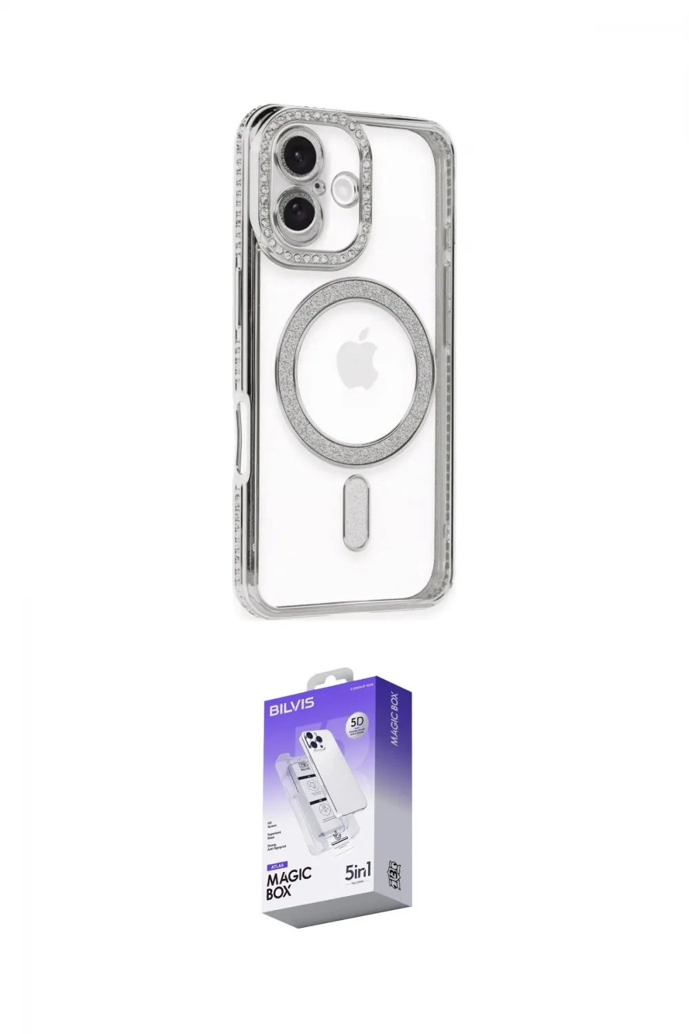 ieg™ iPhone 16 Kılıf Zirve Doku Prime - Siyah Bilvis 5in1 3D Magic Cam Ekran Koruyucu