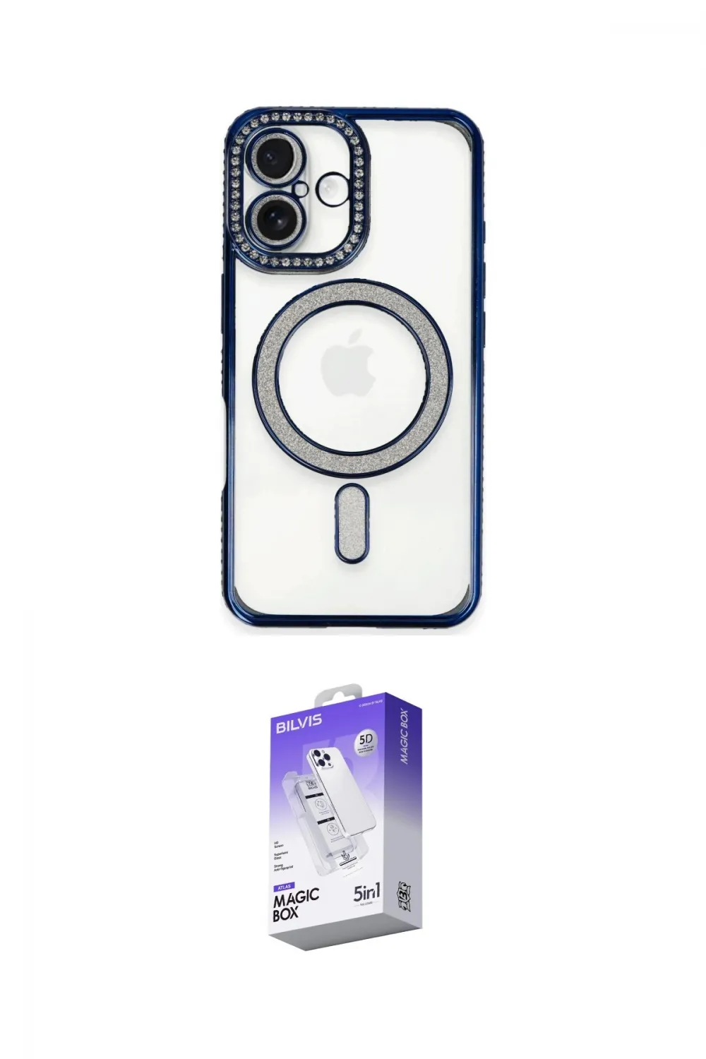 ieg™ iPhone 16 Kılıf Zirve Doku Prime - Siyah Bilvis 5in1 3D Magic Cam Ekran Koruyucu