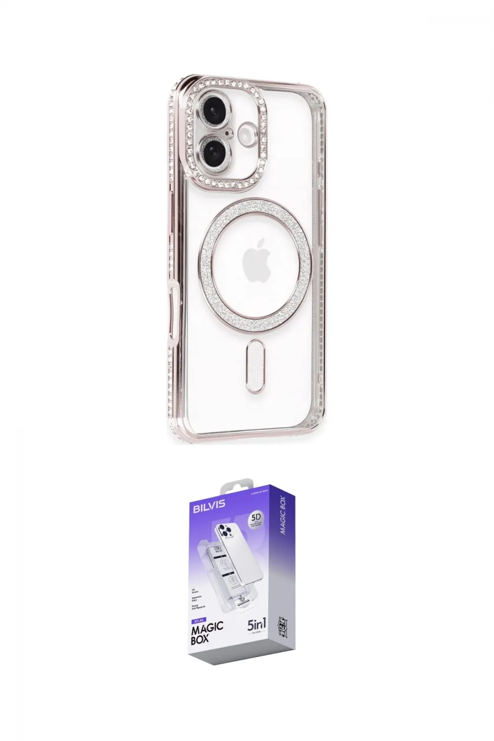ieg™ iPhone 16 Kılıf Zirve Doku Prime - Siyah Bilvis 5in1 3D Magic Cam Ekran Koruyucu