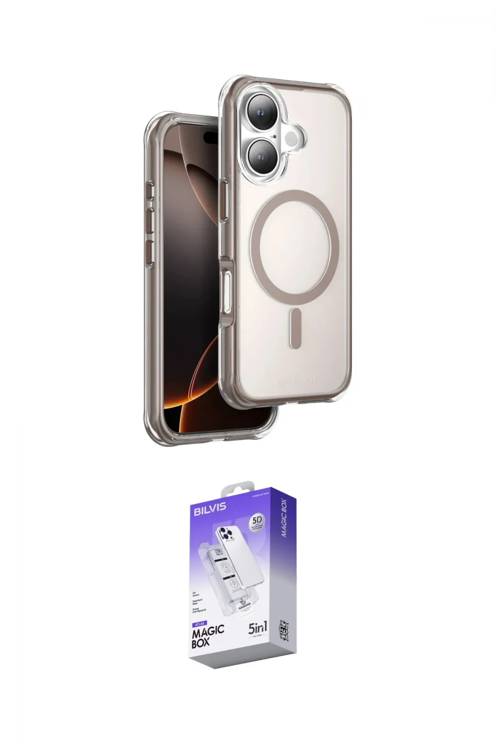 ieg™ iPhone 16 Kılıf Zirve Klasik Prime - Siyah Bilvis 5in1 3D Magic Cam Ekran Koruyucu